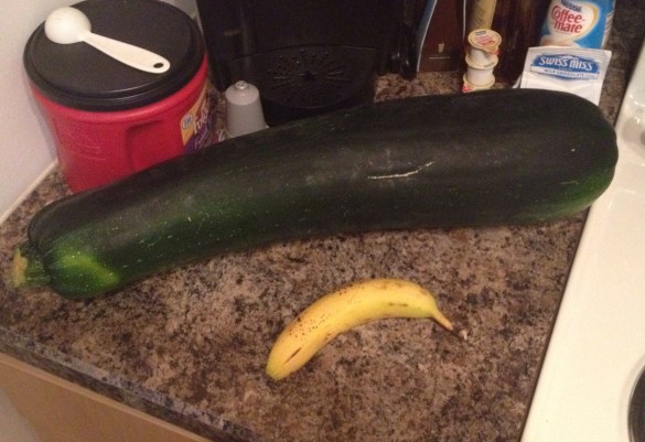 One of the zucchinis (banana for scale)